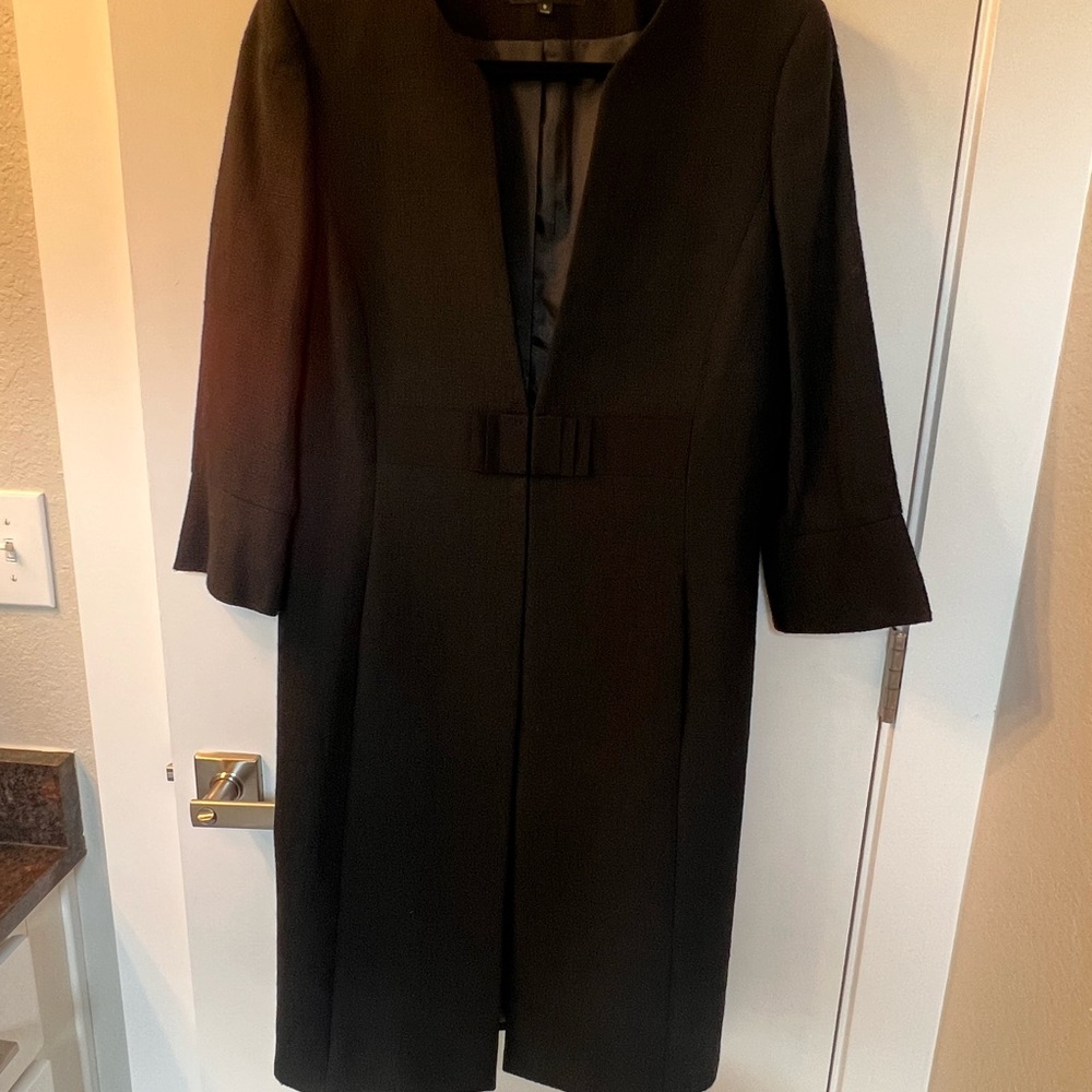 Isabella DeMarco Black Jacket with 2 hook clasp in the front and cinched waist